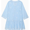 Embroidered Flower Kaftan, Pale Blue - Dresses - 2