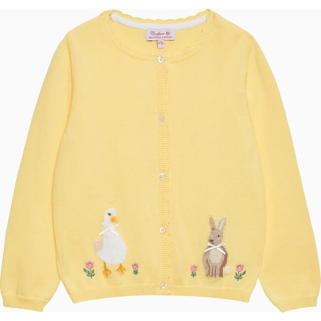 Duck And Bunny Cardigan, Lemon