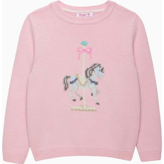 Carousel Horse Sweater, Pale Pink