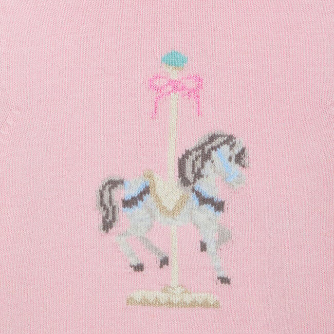 Carousel Horse Sweater, Pale Pink - Sweaters - 3