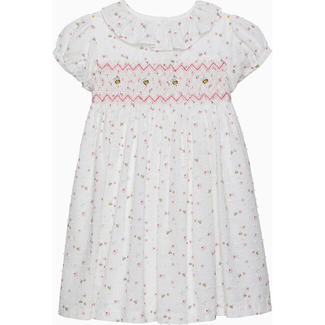 Bee Smocked Dress, White Floral