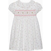 Bee Smocked Dress, White Floral - Dresses - 1 - thumbnail