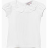 Ava Embroidered Petal Jersey Top, White - Blouses - 1 - thumbnail