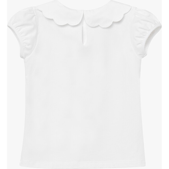 Ava Embroidered Petal Jersey Top, White - Blouses - 2