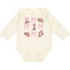 Coquette Cowgirl Long Sleeve Bodysuit, Natural - Onesies - 1 - thumbnail