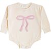 Coquette Bow Patch Long Sleeve Romper, Natural - Rompers - 1 - thumbnail