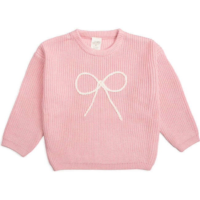 Bow Yarn Knit Sweater, Pink