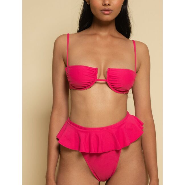 Tamarindo Ruffle Bikini Bottom, Raspberry - Two Pieces - 2