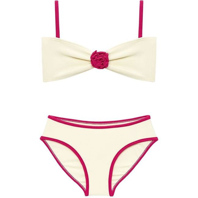 Mini Rosa x Lulu Bikini Set, Cream Raspberry