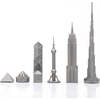 Chess Set Stainless Steel WORLD ICONS with Wooden Grid Board - Games - 2
