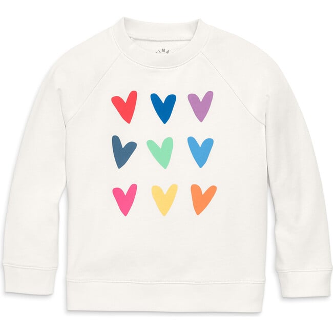 Kids Rainbow Heart Sweatshirt, Ivory Stacked Hearts