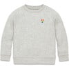 Kids Embroidered Rainbow Heart Sweatshirt, Heather Silver - Sweatshirts - 1 - thumbnail