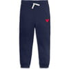 Kids Embroidered Heart Sweatpant, Navy - Sweatpants - 1 - thumbnail