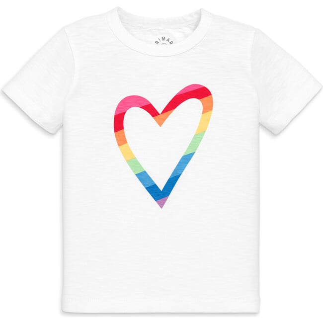 Kids Cutout Heart Tee, White Rainbow Cutout Heart - T-Shirts - 1