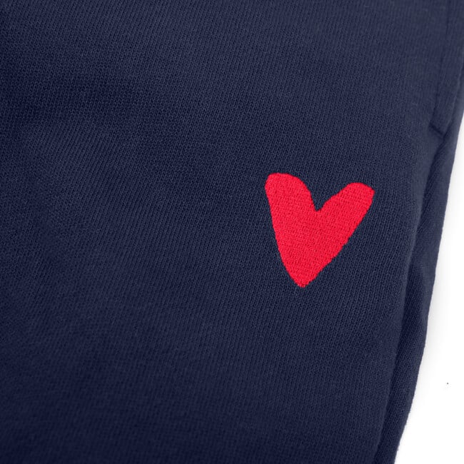 Kids Embroidered Heart Sweatpant, Navy - Sweatpants - 2