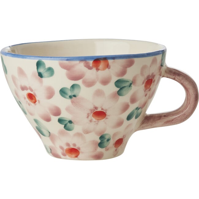 Ceramic Tea Cup With Hand-Painted Flowers 150 ml, Pink