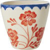 Ceramic Oval Cup With Hand-Painted Vintage Flower 300 ml, Cream - Tableware - 1 - thumbnail