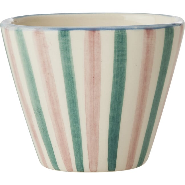 Extra Small Ceramic Oval Espresso Cup With Hand-Painted Stripes 70 ml, Multicolors