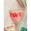 Extra Small Ceramic Oval Espresso Cup With Hand-Painted Orange Flower Vine 70 ml, Pink - Tableware - 2