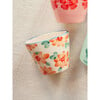 Extra Small Ceramic Oval Espresso Cup With Hand-Painted Flowers 70 ml, Orange - Tableware - 2