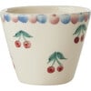 Extra Small Ceramic Oval Espresso Cup With Hand-Painted Cherries 70 ml, Cream - Tableware - 1 - thumbnail