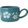 Ceramic Cappuccino Cup With Hand-Painted White Flower Vine 200 ml, Jade - Tableware - 1 - thumbnail