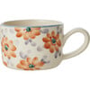 Ceramic Cappuccino Cup With Hand-Painted Flowers 200 ml, Orange - Tableware - 1 - thumbnail