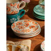 Ceramic Cake Plate With Hand-Painted Flowers, Orange - Tableware - 2