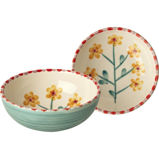 Ceramic Bowl With Hand-Painted Yellow Flower 350 ml, Jade