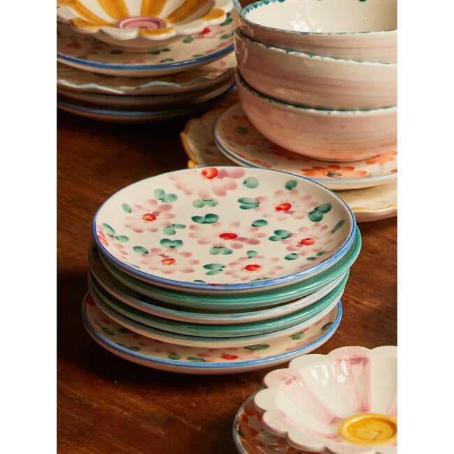 Ceramic Cake Plate With Hand-Painted Flowers, Pink - Tableware - 2