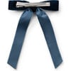 Rosette Velvet Long Tail Clip, Navy - Bows - 2