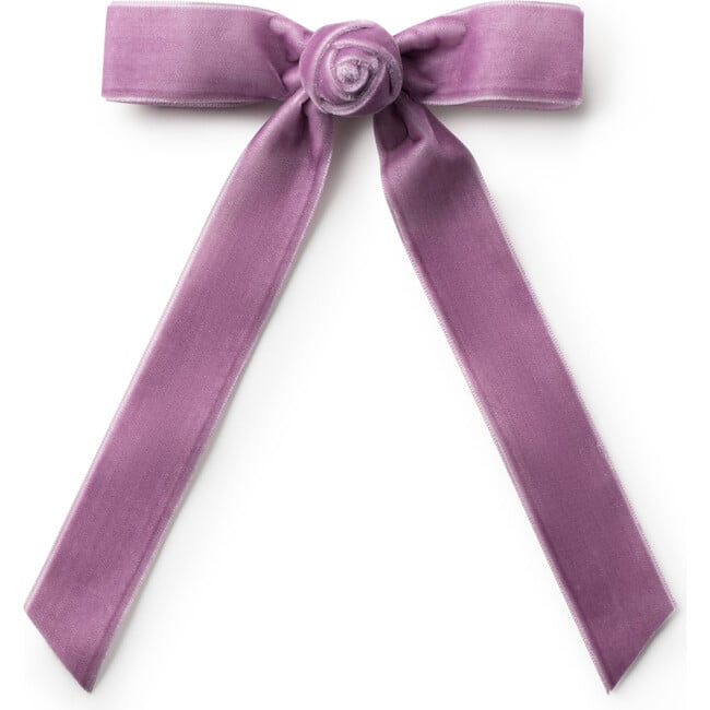 Rosette Velvet Long Tail Clip, Lavender