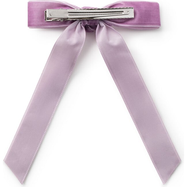 Rosette Velvet Long Tail Clip, Lavender - Bows - 2