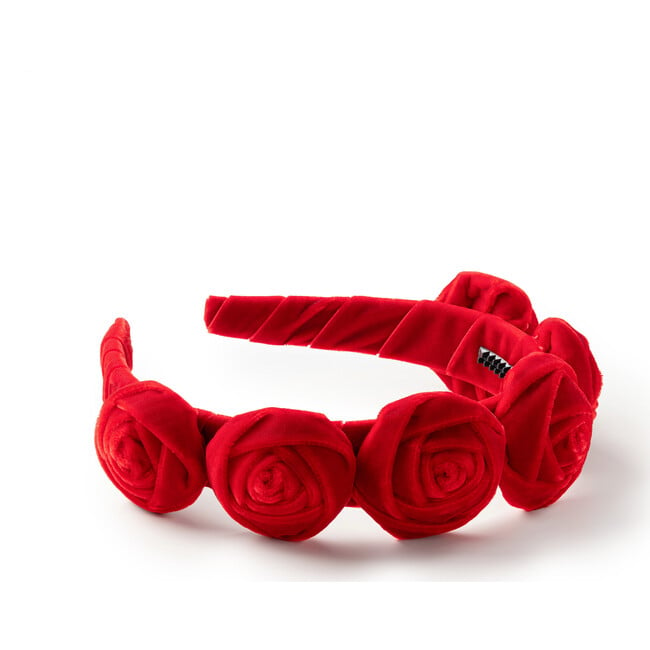 Rosette Velvet Headband, Red