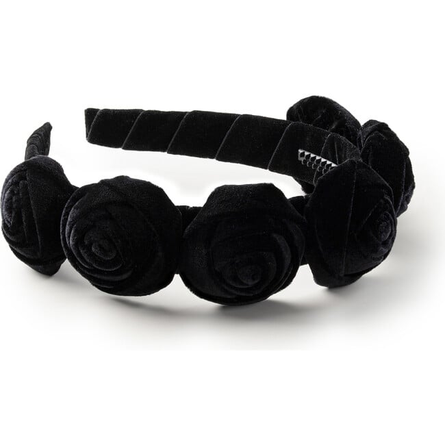 Rosette Velvet Headband, Black