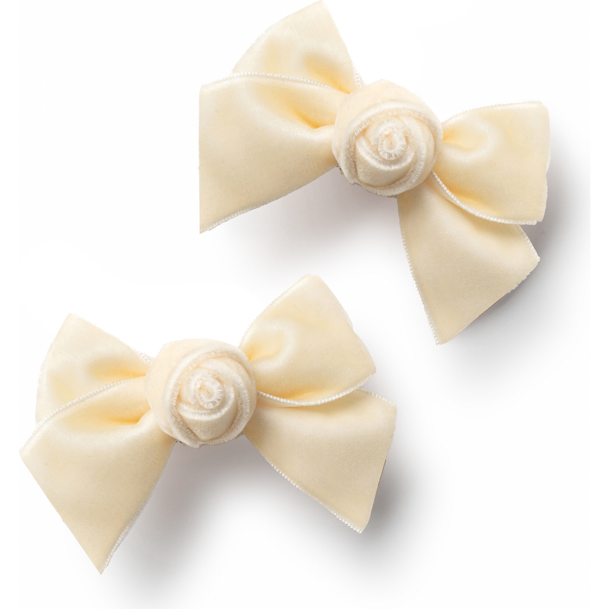 Rosette Velvet Double Clip Set, Cream - Bows - 1
