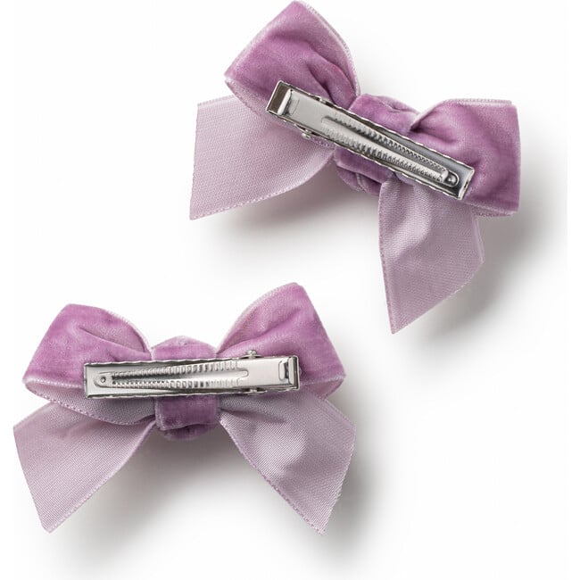 Rosette Velvet Double Clip Set, Lavender - Bows - 2