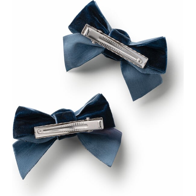 Rosette Velvet Double Clip Set, Navy - Bows - 2