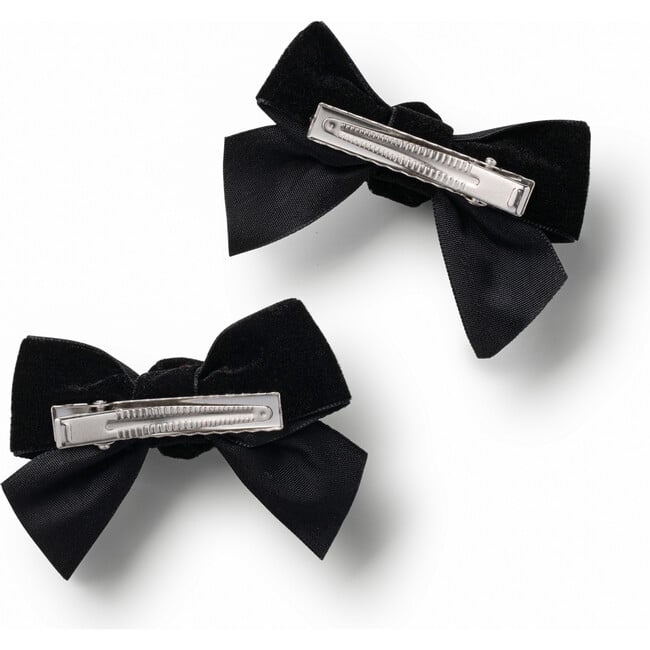 Rosette Velvet Double Clip Set, Black - Bows - 2