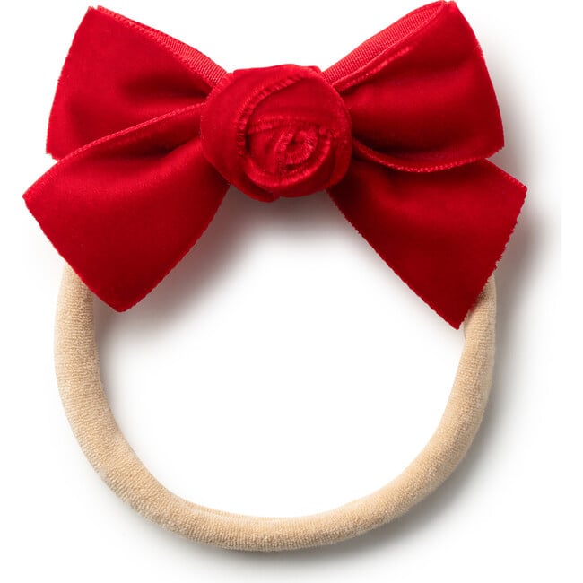 Rosette Velvet Baby Band, Red