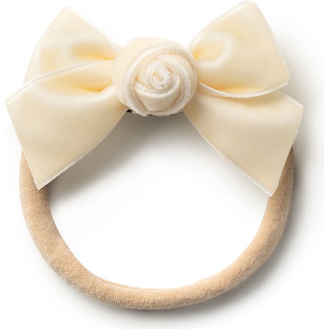 Rosette Velvet Baby Band, Cream