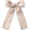 Estella Tweed Pearl Trimmed Long Tail Clip, Tan/Ivory - Bows - 1 - thumbnail