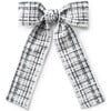 Estella Tweed Pearl Trimmed Long Tail Clip, Ivory/Black - Bows - 1 - thumbnail