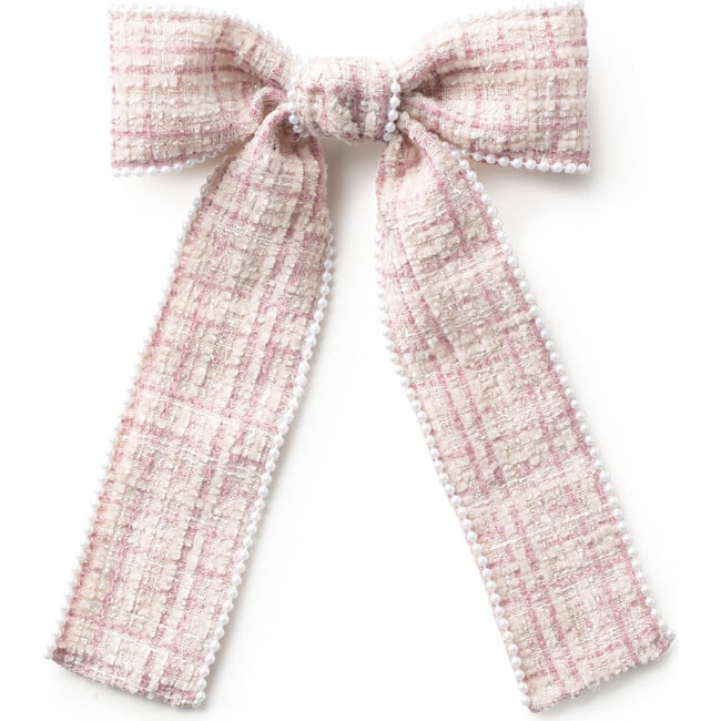 Estella Tweed Pearl Trimmed Long Tail Clip, Rose