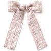 Estella Tweed Pearl Trimmed Long Tail Clip, Rose - Bows - 1 - thumbnail