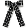 Estella Tweed Pearl Trimmed Long Tail Clip, Black - Bows - 1 - thumbnail