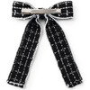 Estella Tweed Pearl Trimmed Long Tail Clip, Black - Bows - 2