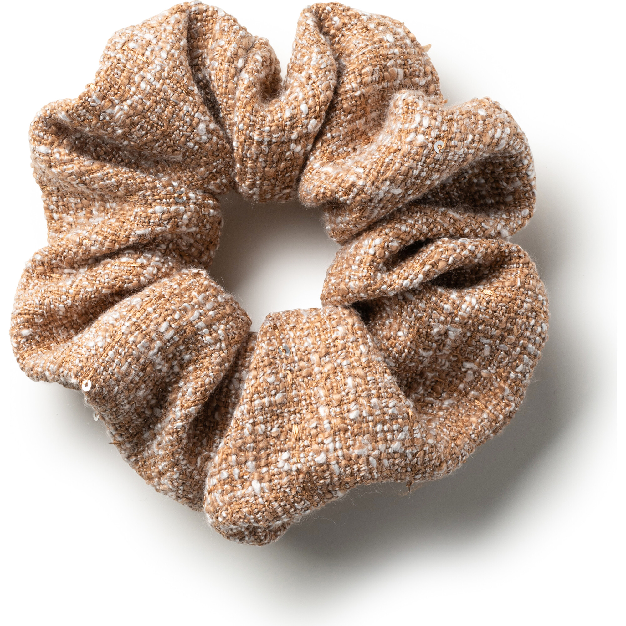 Clara Tweed Scrunchie, Caramel - Scrunchies - 1