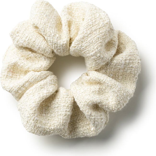 Clara Tweed Scrunchie, Ecru