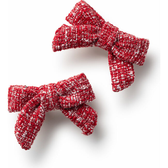 Clara Tweed Double Clip Set, Red